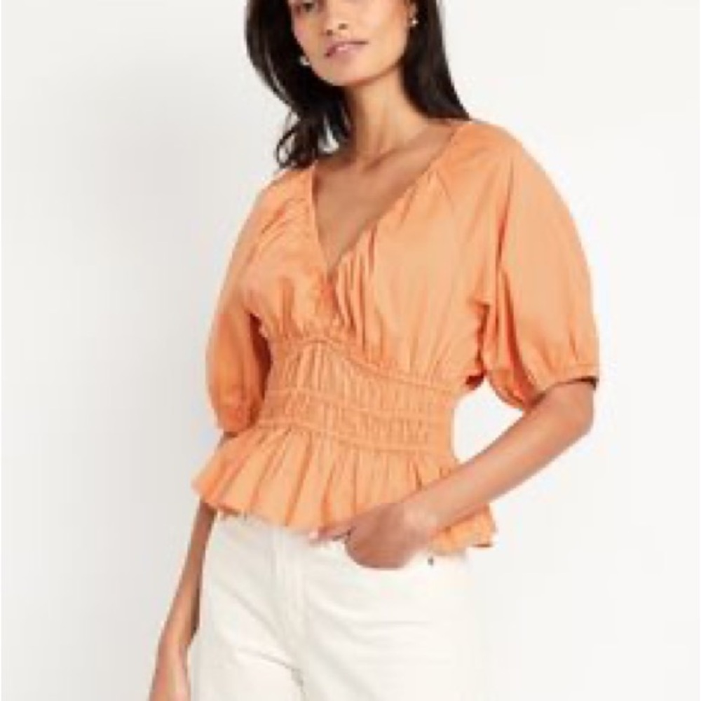 Old Navy Women's Peach Smocked Blouse